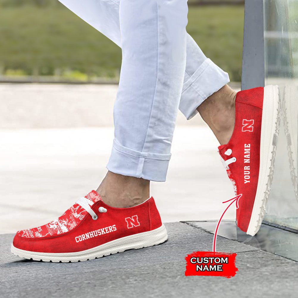 NCAA Nebraska Cornhuskers Custom Name Hey Dude Shoes 05 M79