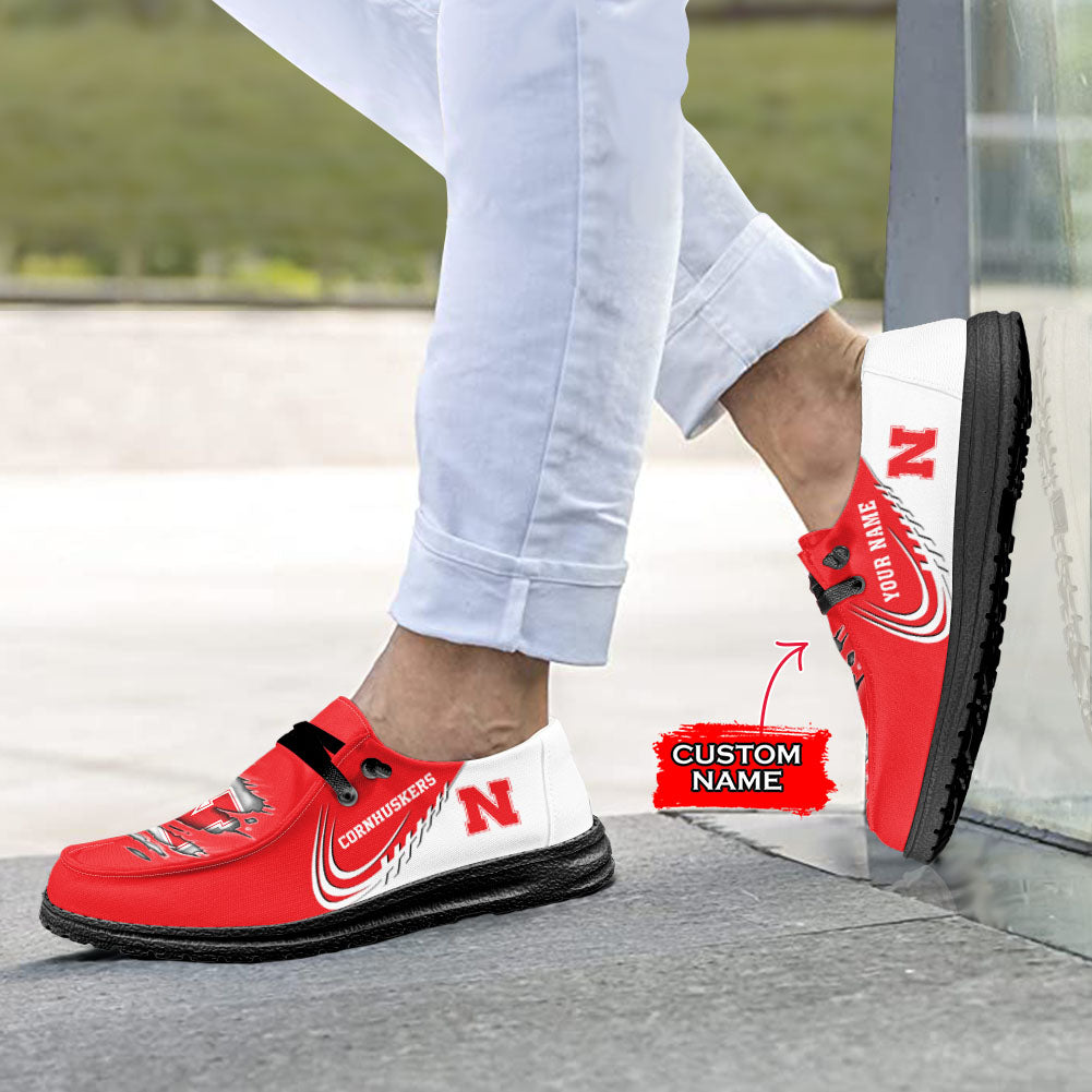 NCAA Nebraska Cornhuskers Custom Name Hey Dude Shoes 06 M7
