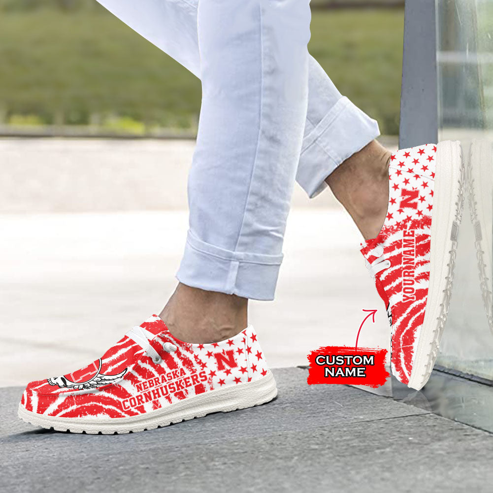 NCAA Nebraska Cornhuskers Custom Name Hey Dude Shoes 12 M79