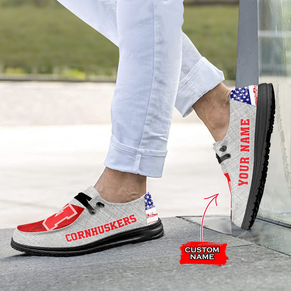 NCAA Nebraska Cornhuskers Custom Name Hey Dude Shoes 13 M79