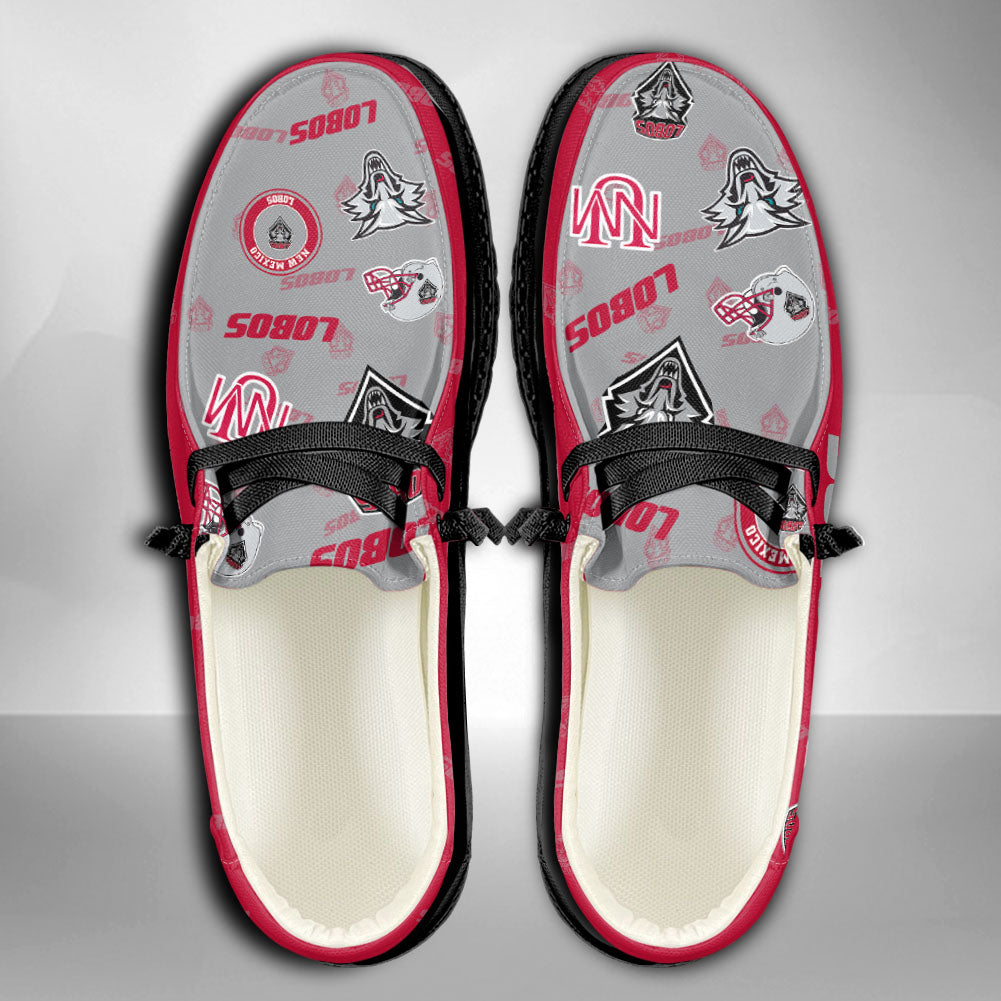 NCAA New Mexico Lobos Custom Name Hey Dude Shoes 01 M7