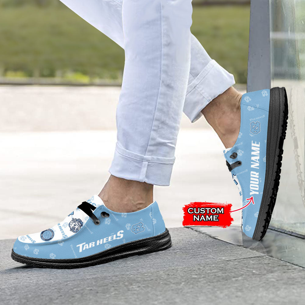 NCAA North Carolina Tar Heels Custom Name Hey Dude Shoes 01 M7