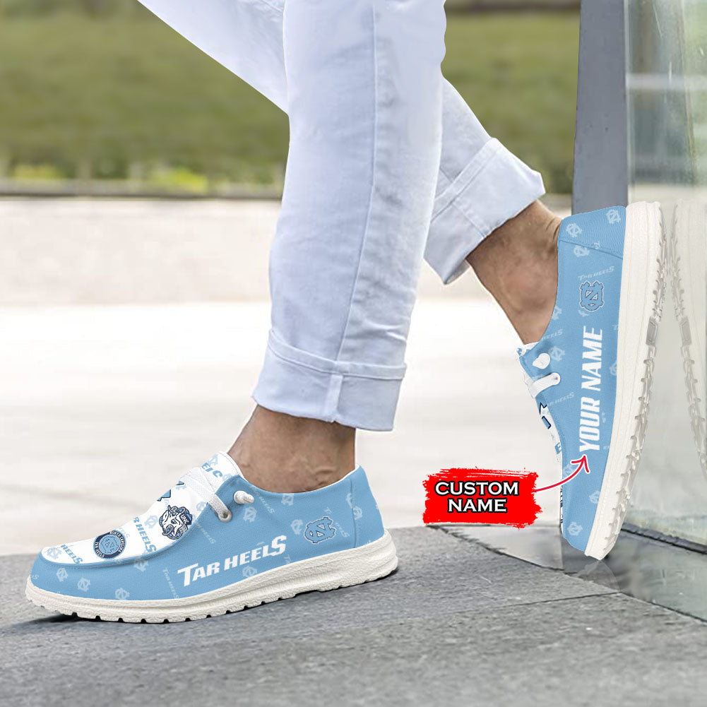 NCAA North Carolina Tar Heels Custom Name Hey Dude Shoes 02 M12