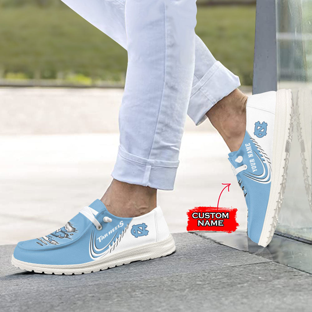 NCAA North Carolina Tar Heels Custom Name Hey Dude Shoes 10 M79