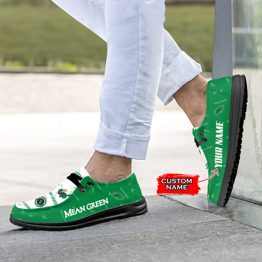 NCAA NORTH TEXAS MEAN GREEN Custom Name Hey Dude Shoes 01 M7