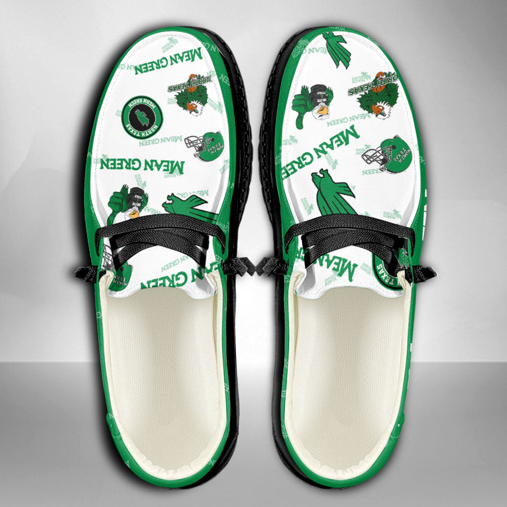 NCAA NORTH TEXAS MEAN GREEN Custom Name Hey Dude Shoes 02 M12