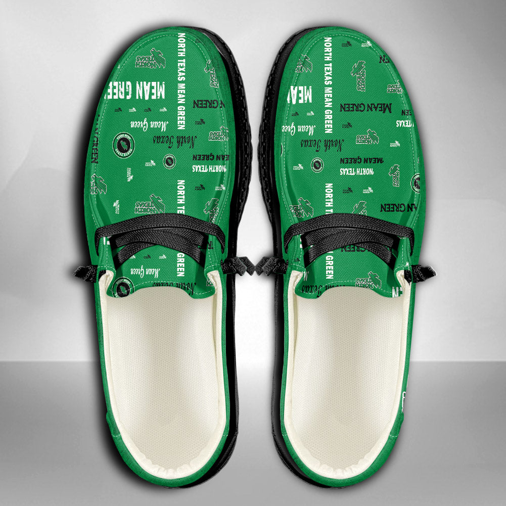 NCAA NORTH TEXAS MEAN GREEN Custom Name Hey Dude Shoes 04 M12