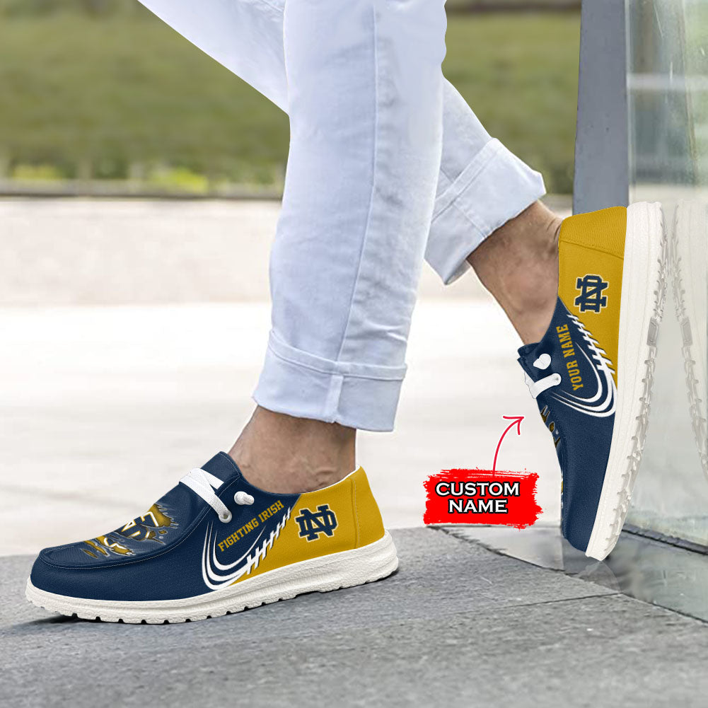 NCAA Notre Dame Fighting Irish Custom Name Hey Dude Shoes 06