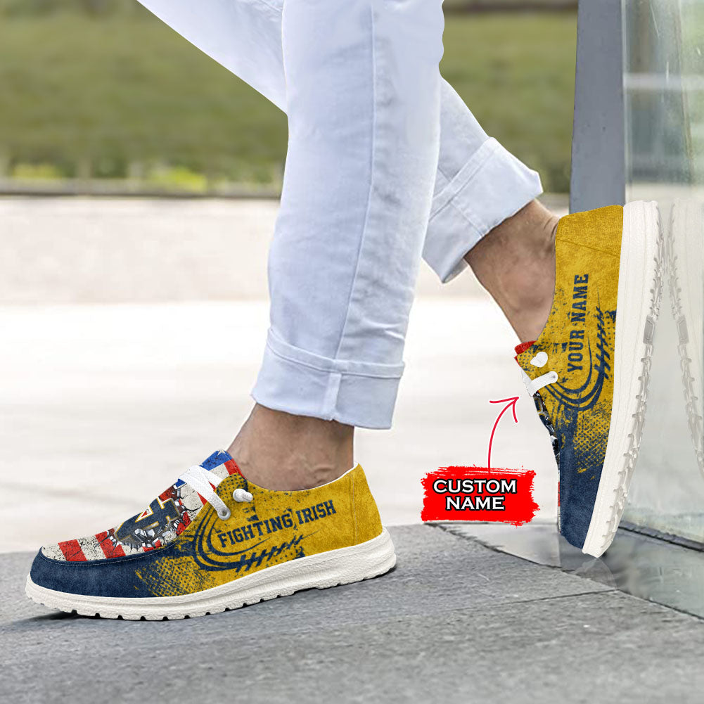 NCAA Notre Dame Fighting Irish Custom Name Hey Dude Shoes 07 M79