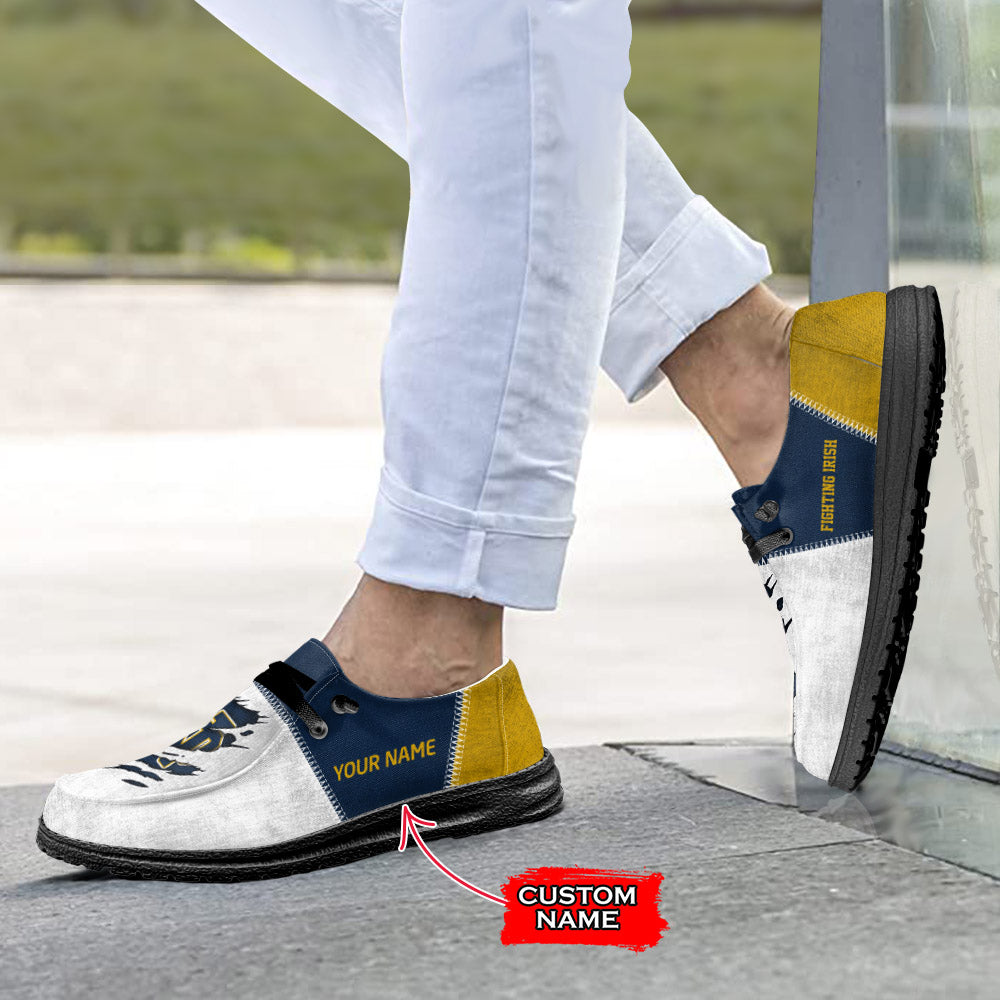 NCAA Notre Dame Fighting Irish Custom Name Hey Dude Shoes 09 M79