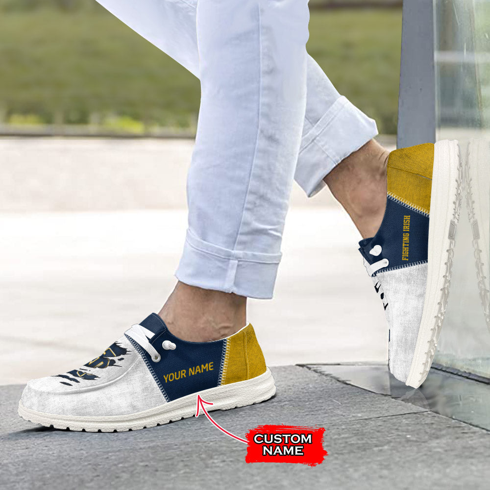 NCAA Notre Dame Fighting Irish Custom Name Hey Dude Shoes 09 M79