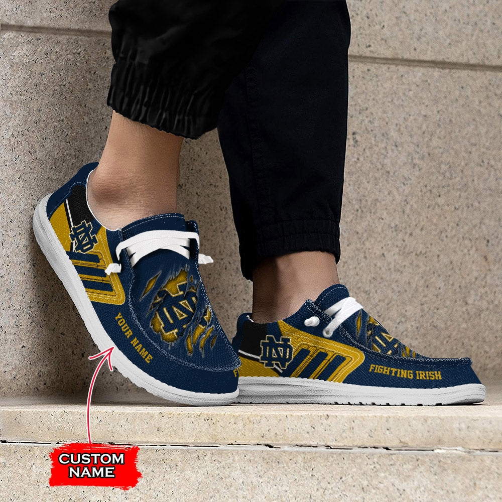 NCAA Notre Dame Fighting Irish Custom Name Hey Dude Shoes 11 M79