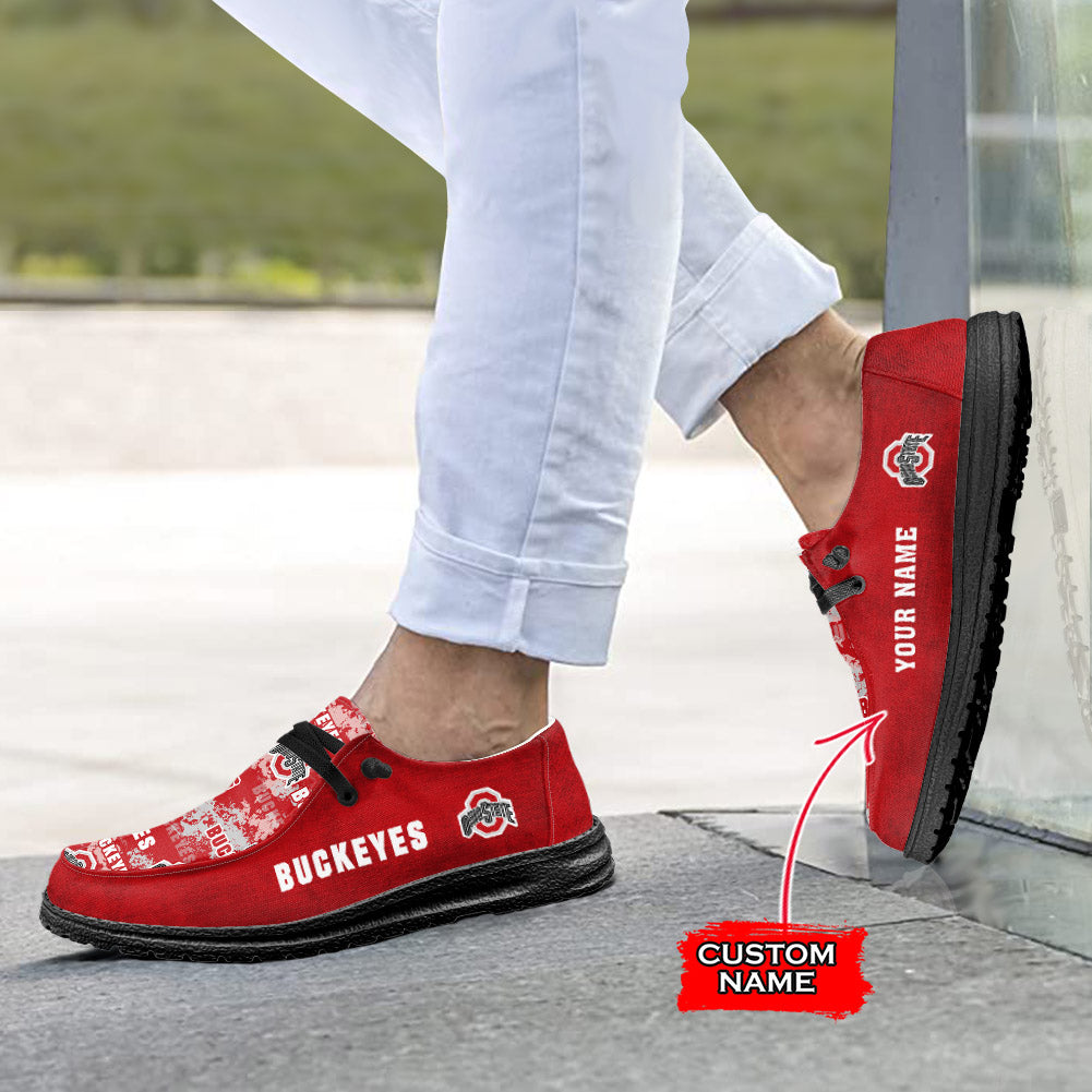 NCAA Ohio State Buckeyes Custom Name Hey Dude Shoes 05 M22
