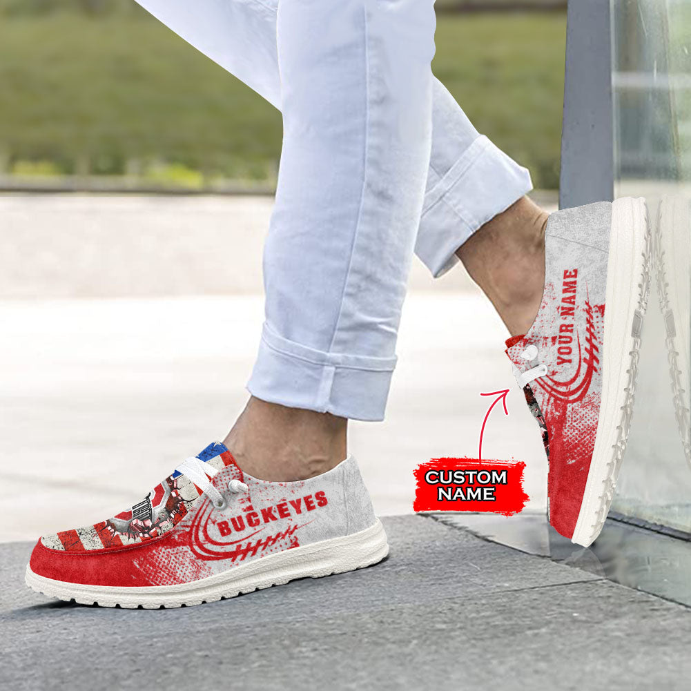 NCAA Ohio State Buckeyes Custom Name Hey Dude Shoes 07 M79