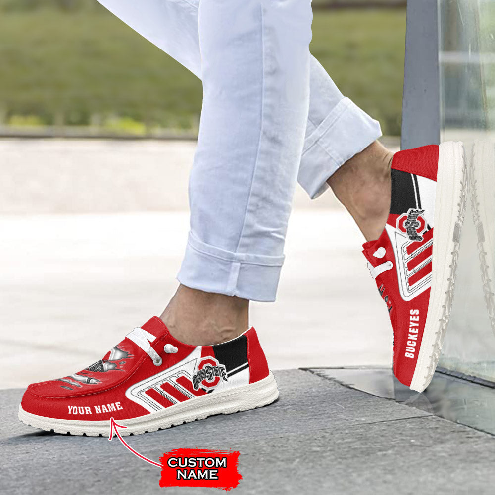 NCAA Ohio State Buckeyes Custom Name Hey Dude Shoes 11 M79