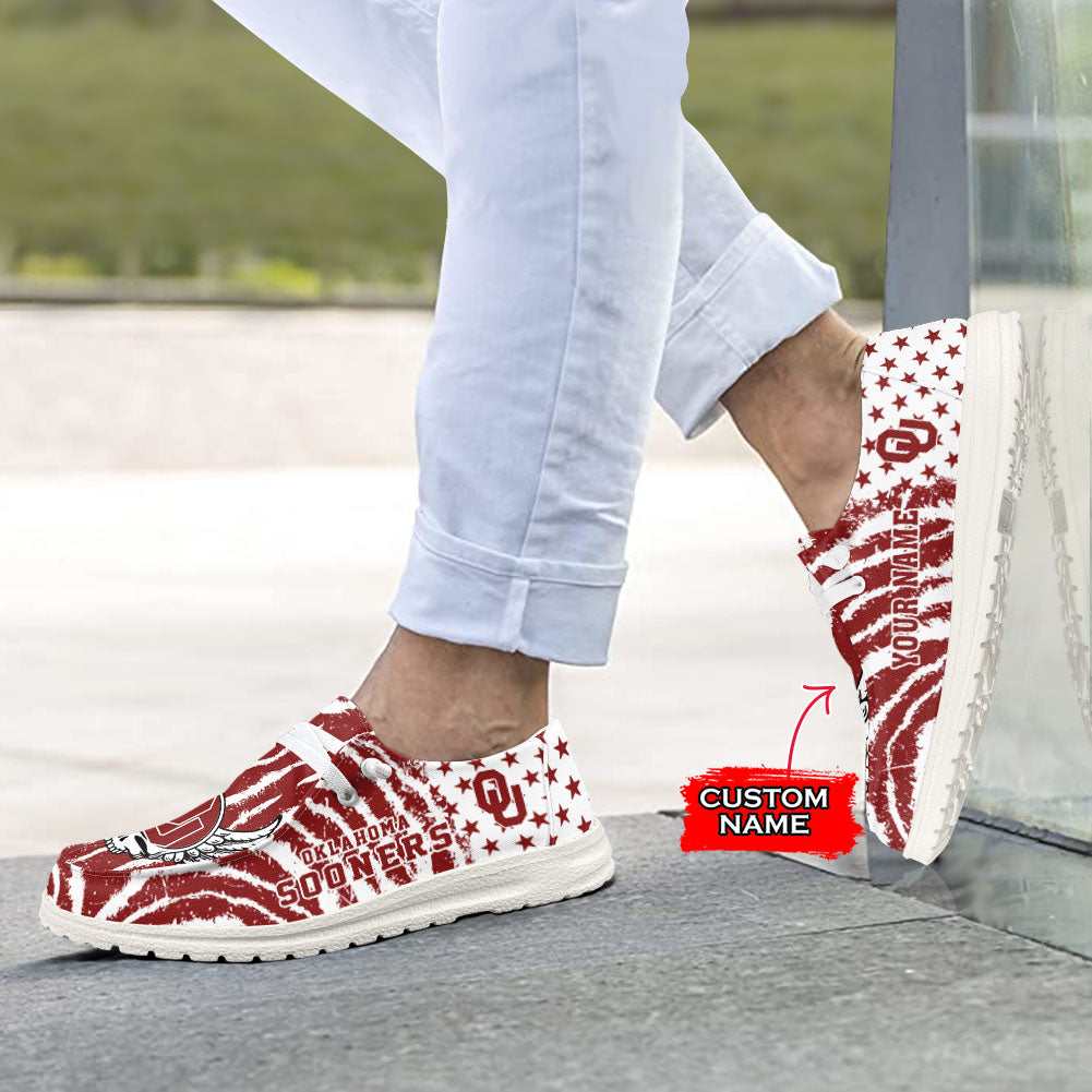 NCAA Oklahoma Sooners Custom Name Hey Dude Shoes 08 M7