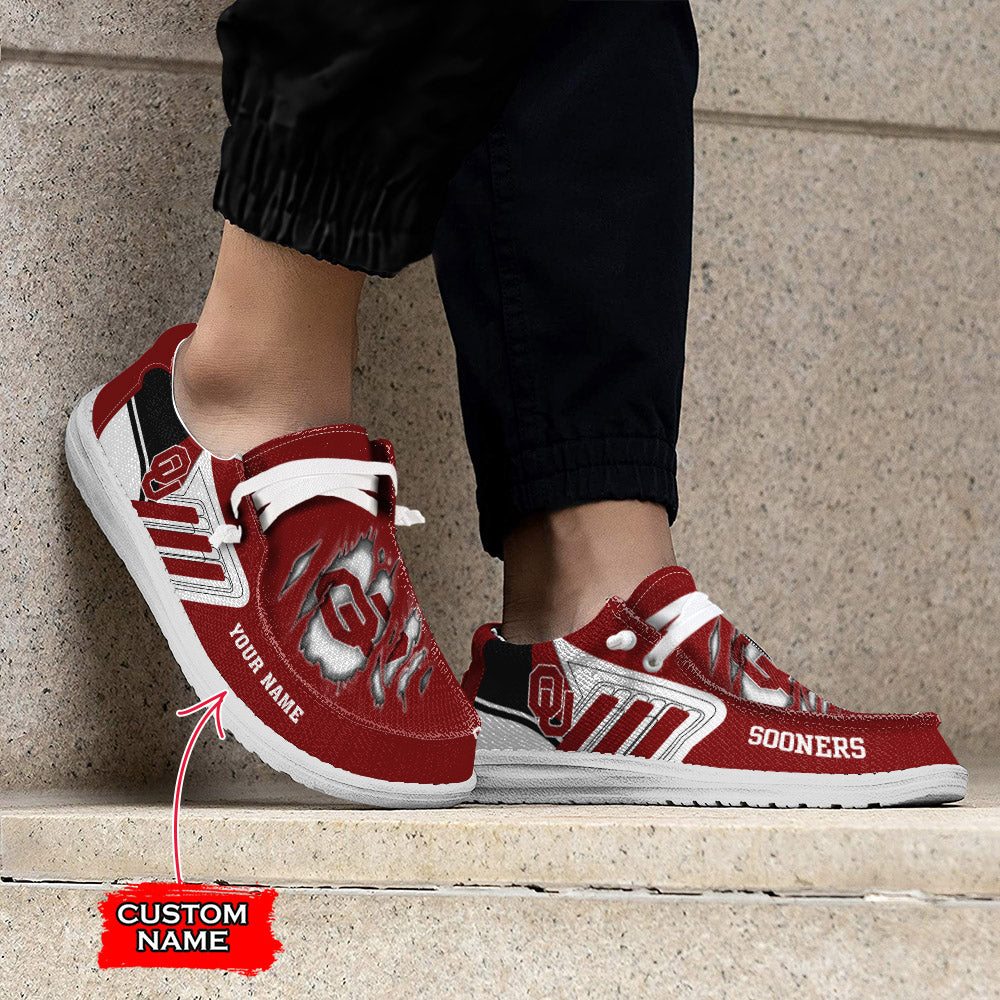 NCAA Oklahoma Sooners Custom Name Hey Dude Shoes 11 M79