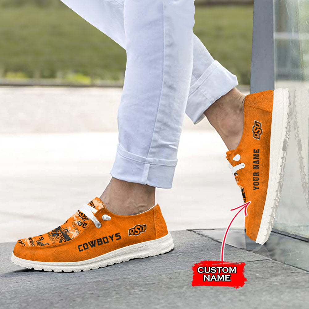 NCAA Oklahoma State Cowboys Custom Name Hey Dude Shoes 05 M79