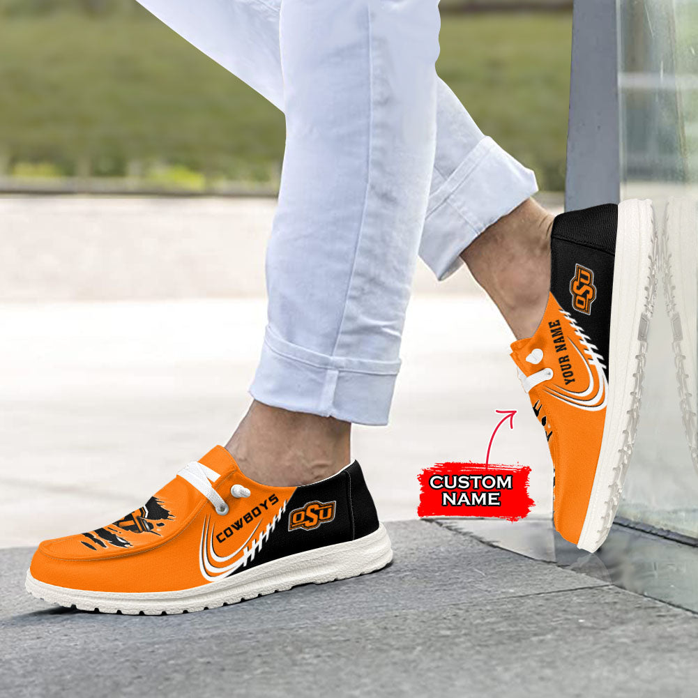 NCAA Oklahoma State Cowboys Custom Name Hey Dude Shoes 10 M79