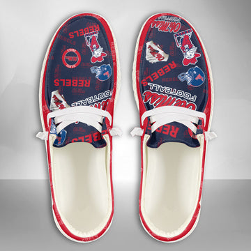 NCAA Ole Miss Rebels Custom Name Hey Dude Shoes 01