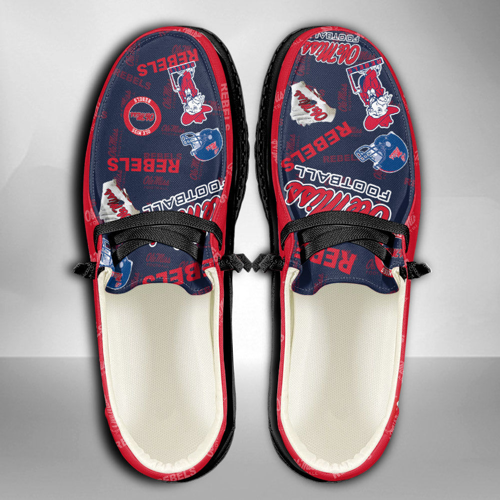 NCAA Ole Miss Rebels Custom Name Hey Dude Shoes 01 M7