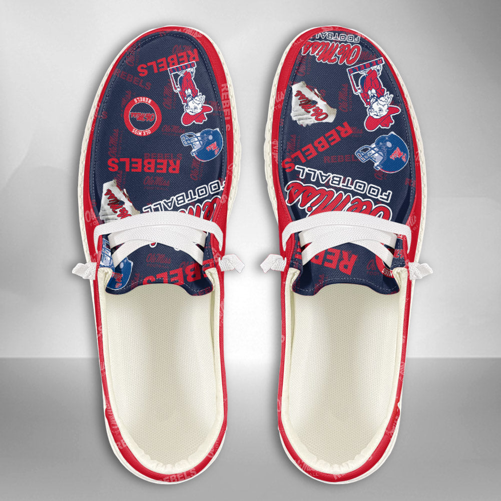NCAA Ole Miss Rebels Custom Name Hey Dude Shoes 01 M7