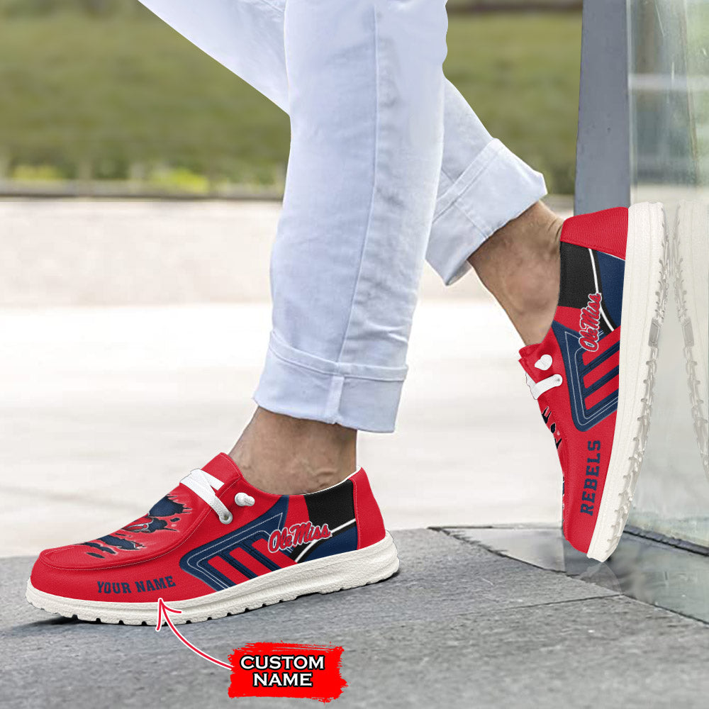 NCAA Ole Miss Rebels Custom Name Hey Dude Shoes 07 M7