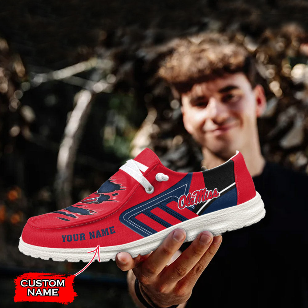 NCAA Ole Miss Rebels Custom Name Hey Dude Shoes 07 M7