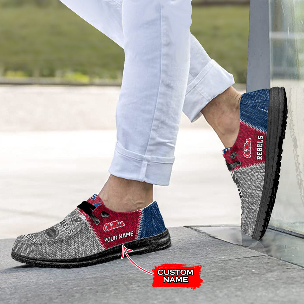 NCAA Ole Miss Rebels Custom Name Hey Dude Shoes 08 M79
