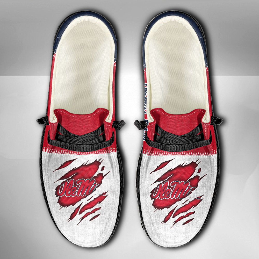 NCAA Ole Miss Rebels Custom Name Hey Dude Shoes 09 M79