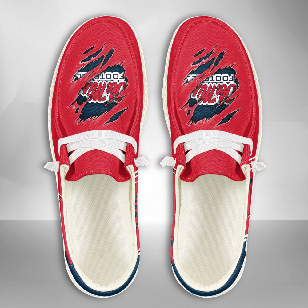 NCAA Ole Miss Rebels Custom Name Hey Dude Shoes 10 M79