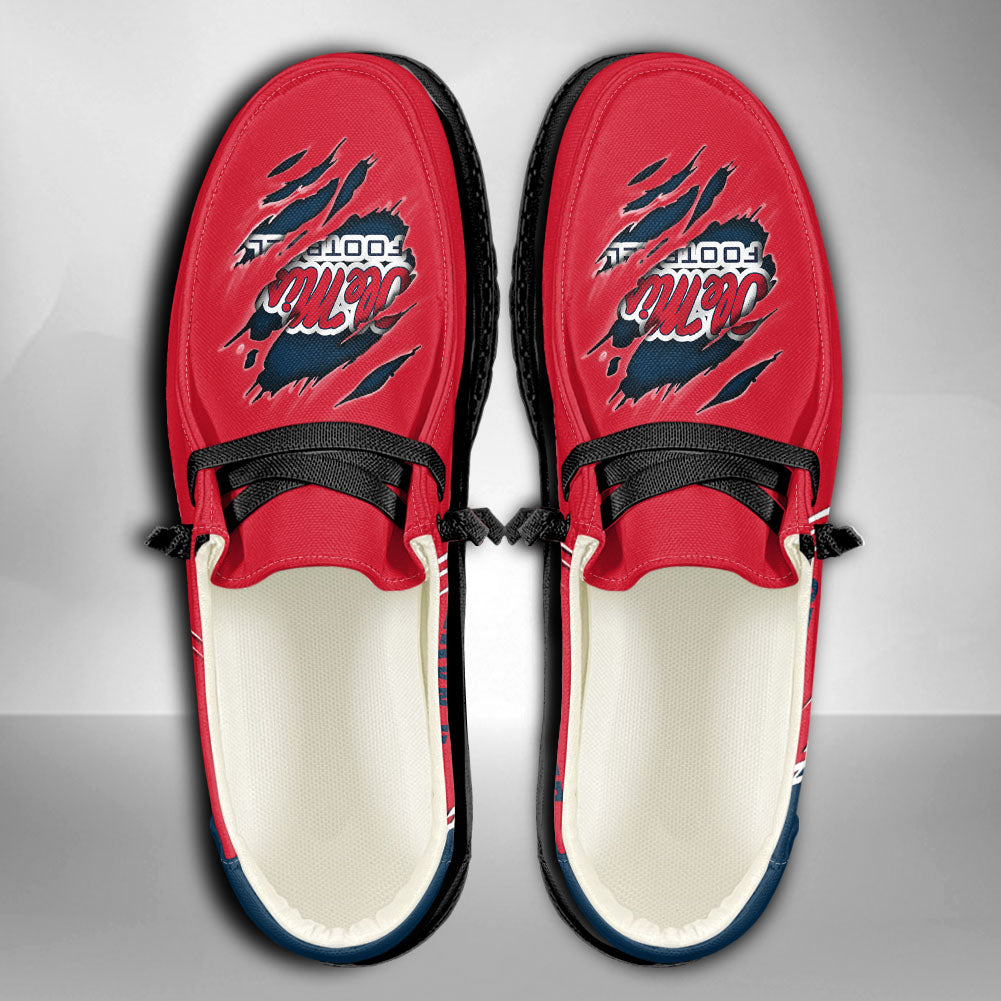 NCAA Ole Miss Rebels Custom Name Hey Dude Shoes 10 M79