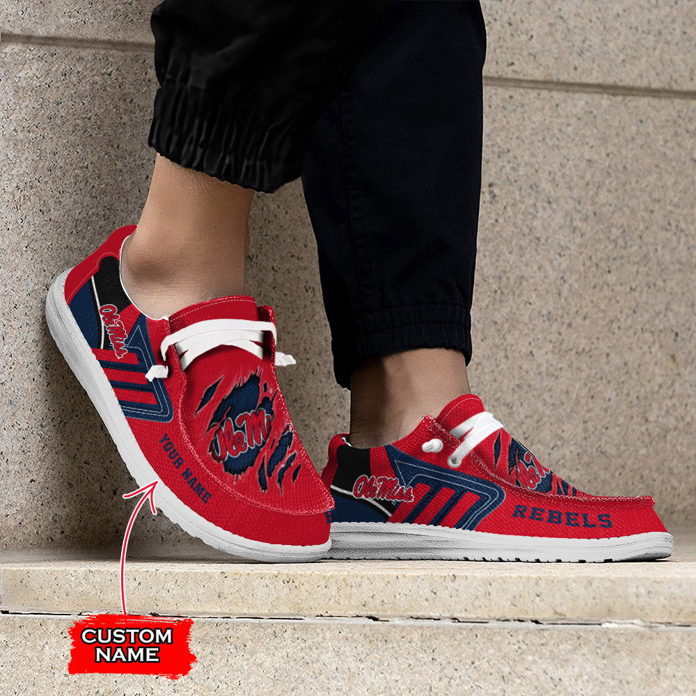NCAA Ole Miss Rebels Custom Name Hey Dude Shoes 11 M79