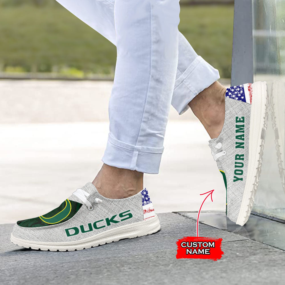 NCAA Oregon Ducks Custom Name Hey Dude Shoes 13 M79