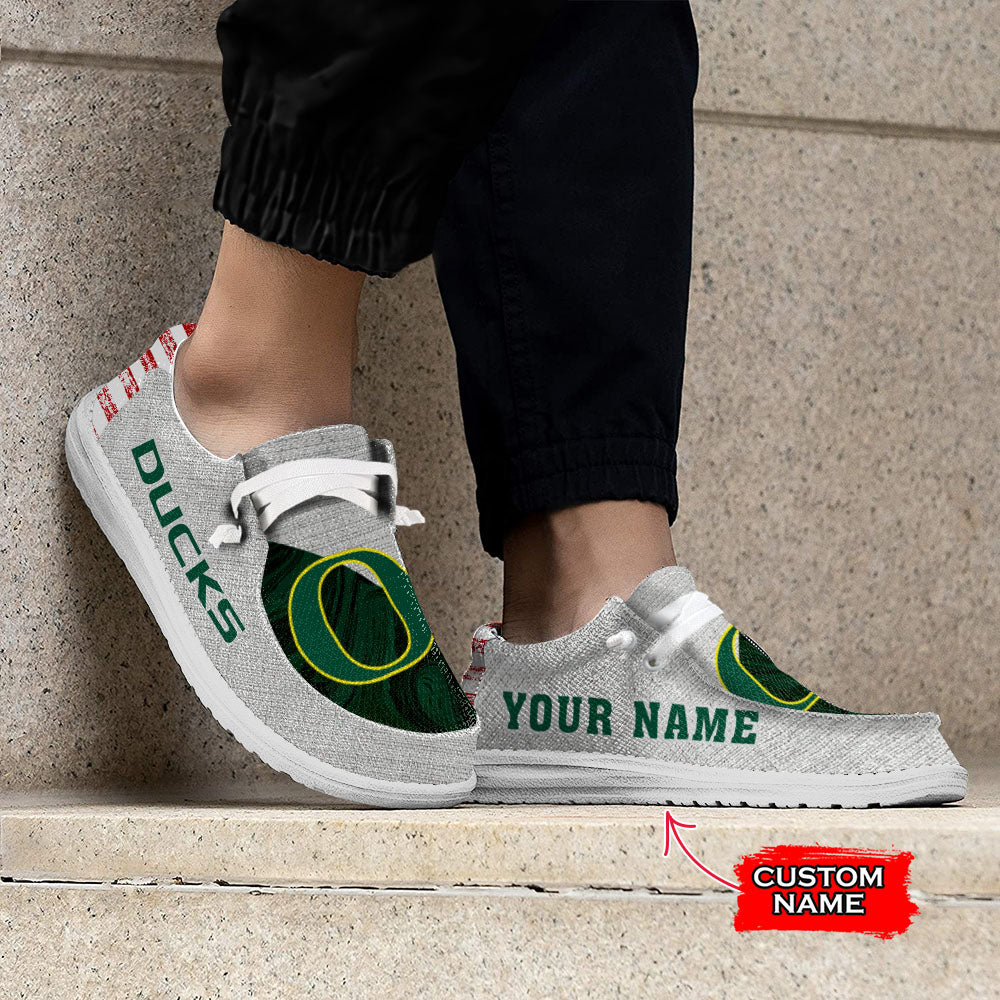 NCAA Oregon Ducks Custom Name Hey Dude Shoes 13 M79