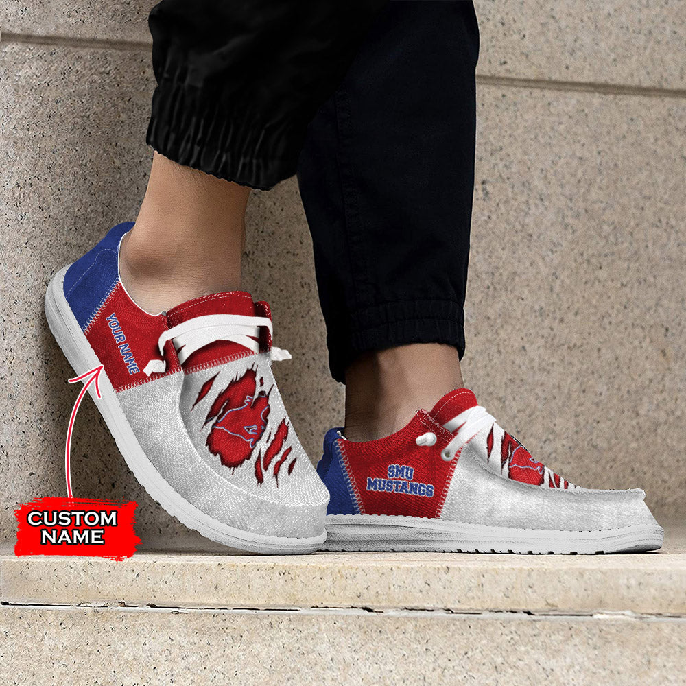 NCAA SMU Mustangs Custom Name Hey Dude Shoes 09 M79