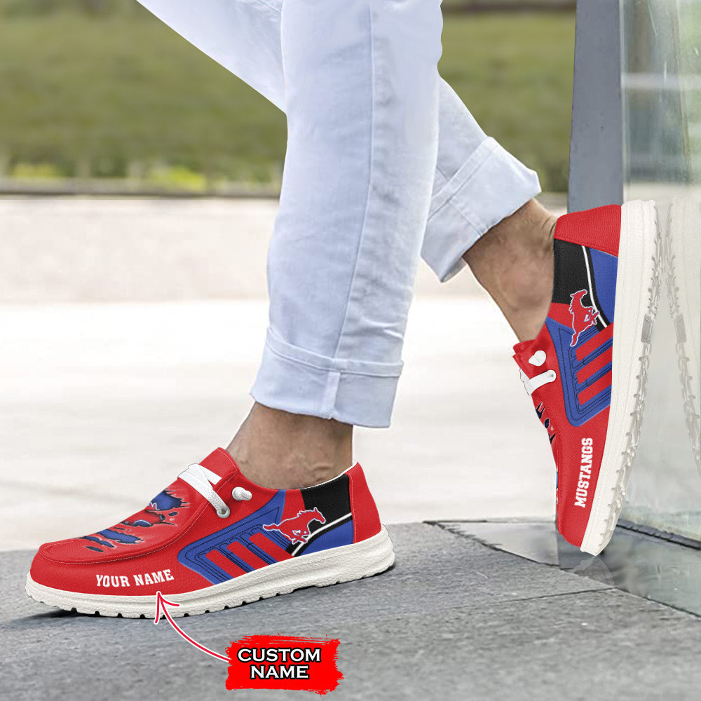 NCAA SMU Mustangs Custom Name Hey Dude Shoes 11 M79