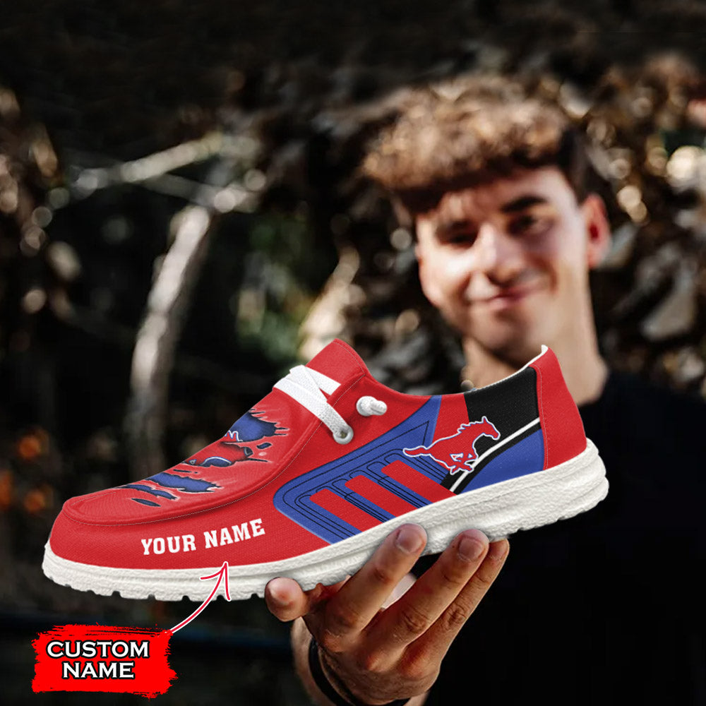 NCAA SMU Mustangs Custom Name Hey Dude Shoes 11 M79