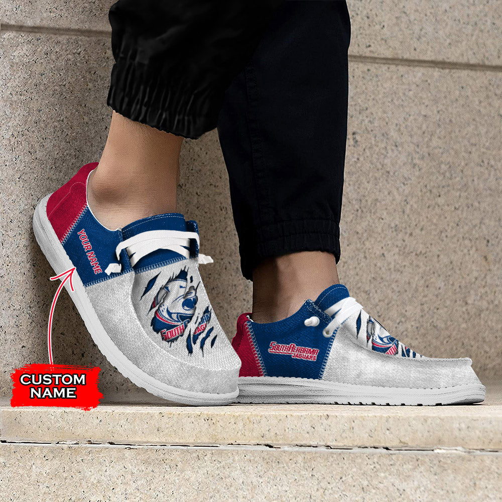 NCAA South Alabama Jaguars Custom Name Hey Dude Shoes 09 M79