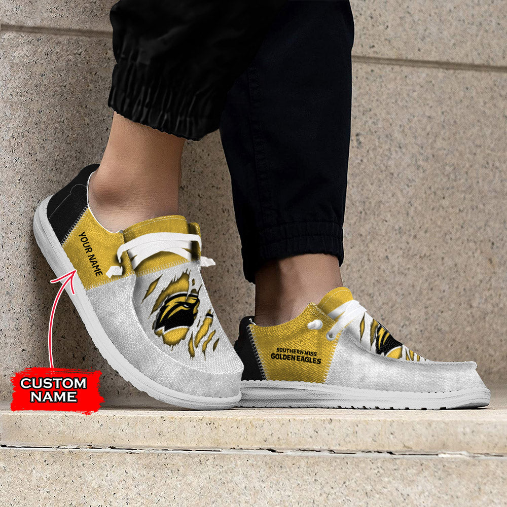 NCAA Southern Miss Golden Eagles Custom Name Hey Dude Shoes 09 M79
