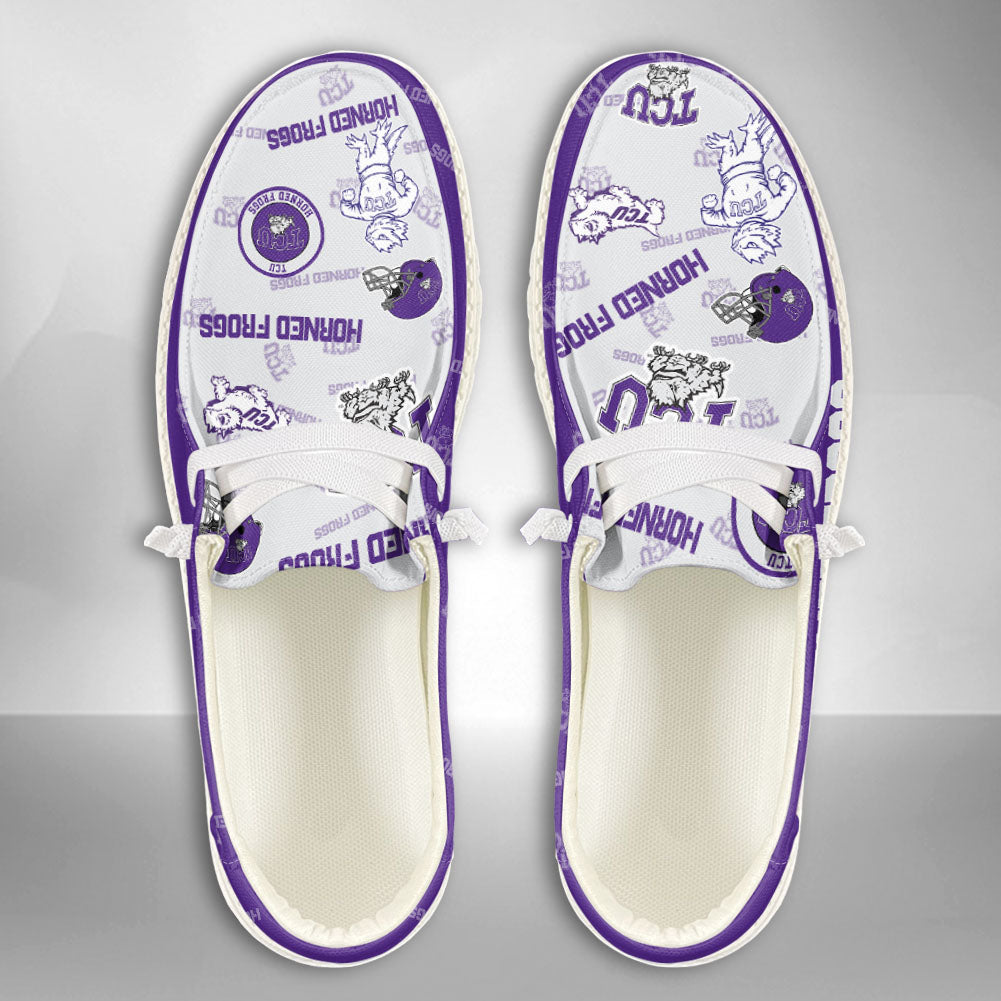 NCAA TCU Horned Frogs Custom Name Hey Dude Shoes 02 M12