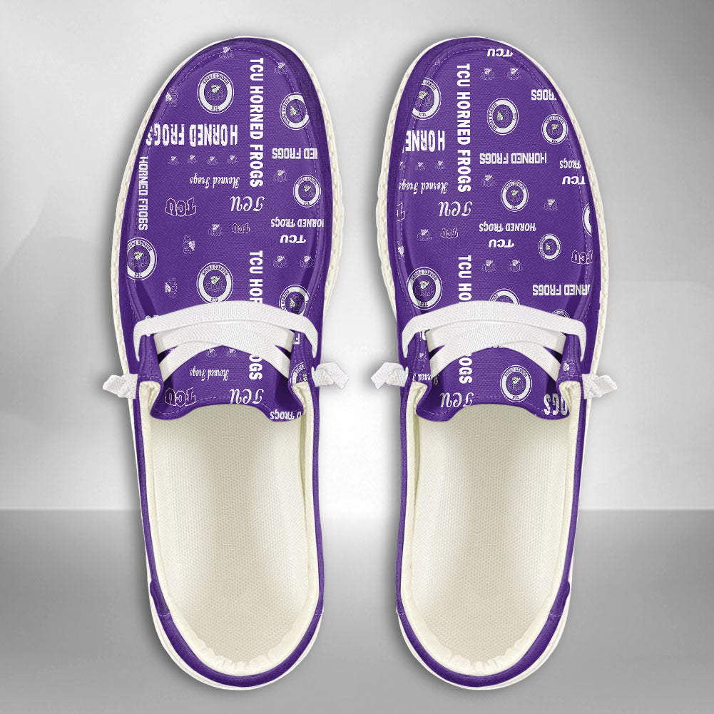 NCAA TCU Horned Frogs Custom Name Hey Dude Shoes 04 M12