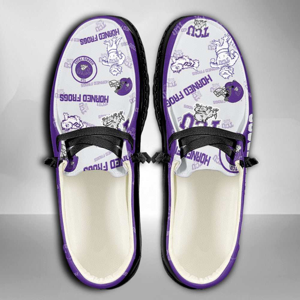 NCAA TCU Horned Frogs Custom Name Hey Dude Shoes 04 M79