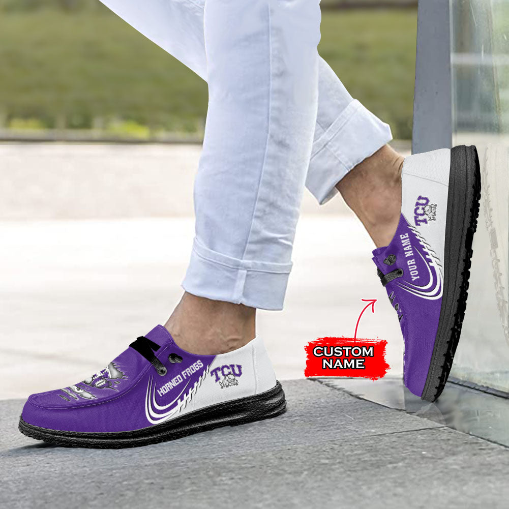 NCAA TCU Horned Frogs Custom Name Hey Dude Shoes 06