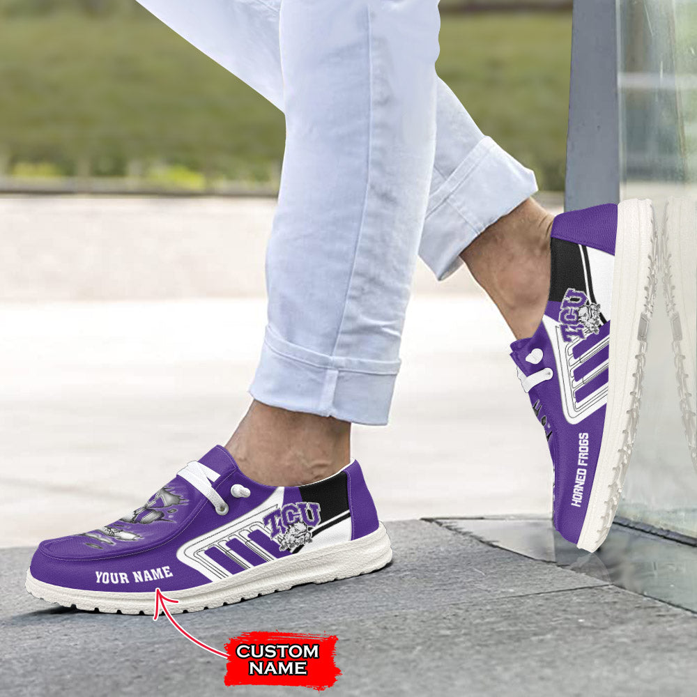 NCAA TCU Horned Frogs Custom Name Hey Dude Shoes 07 M7
