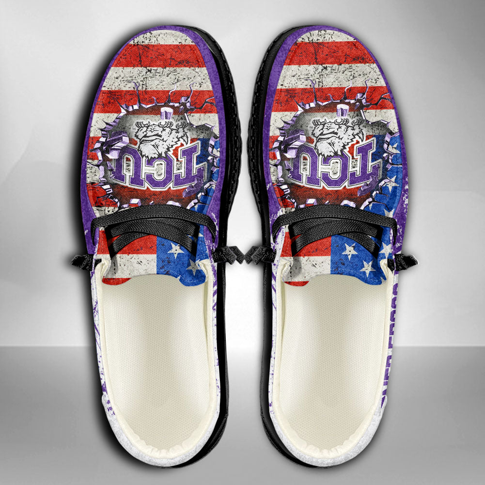NCAA TCU Horned Frogs Custom Name Hey Dude Shoes 07 M79