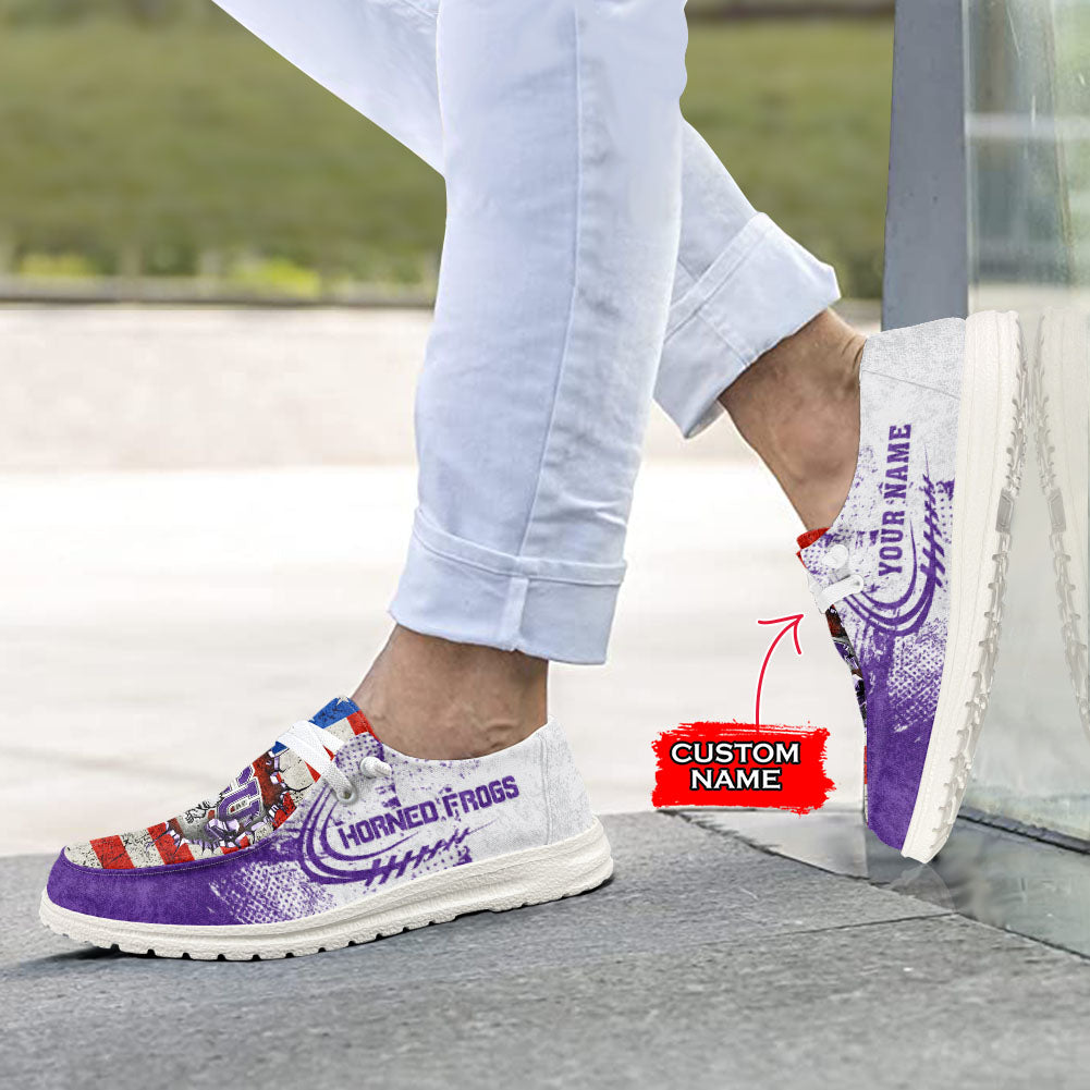 NCAA TCU Horned Frogs Custom Name Hey Dude Shoes 07 M79