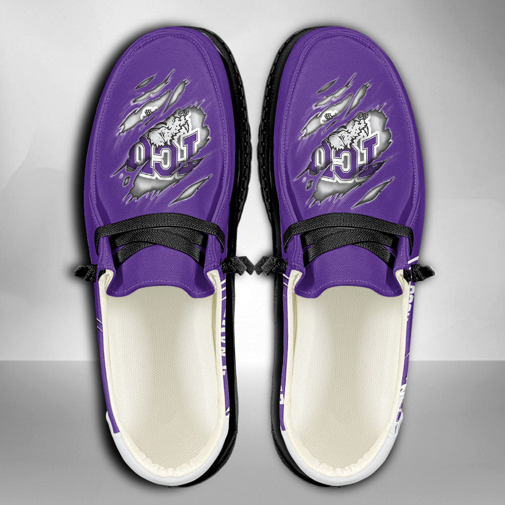 NCAA TCU Horned Frogs Custom Name Hey Dude Shoes 10 M79