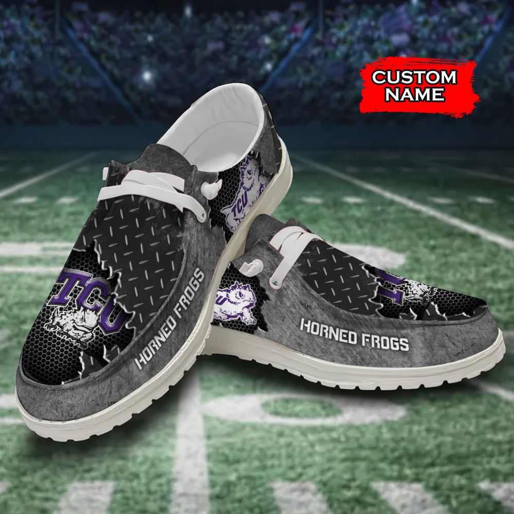 NCAA TCU Horned Frogs Custom Name Hey Dude Shoes 15 M79