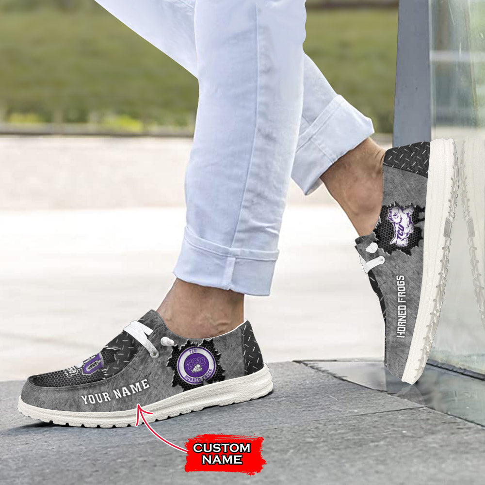 NCAA TCU Horned Frogs Custom Name Hey Dude Shoes 15 M79